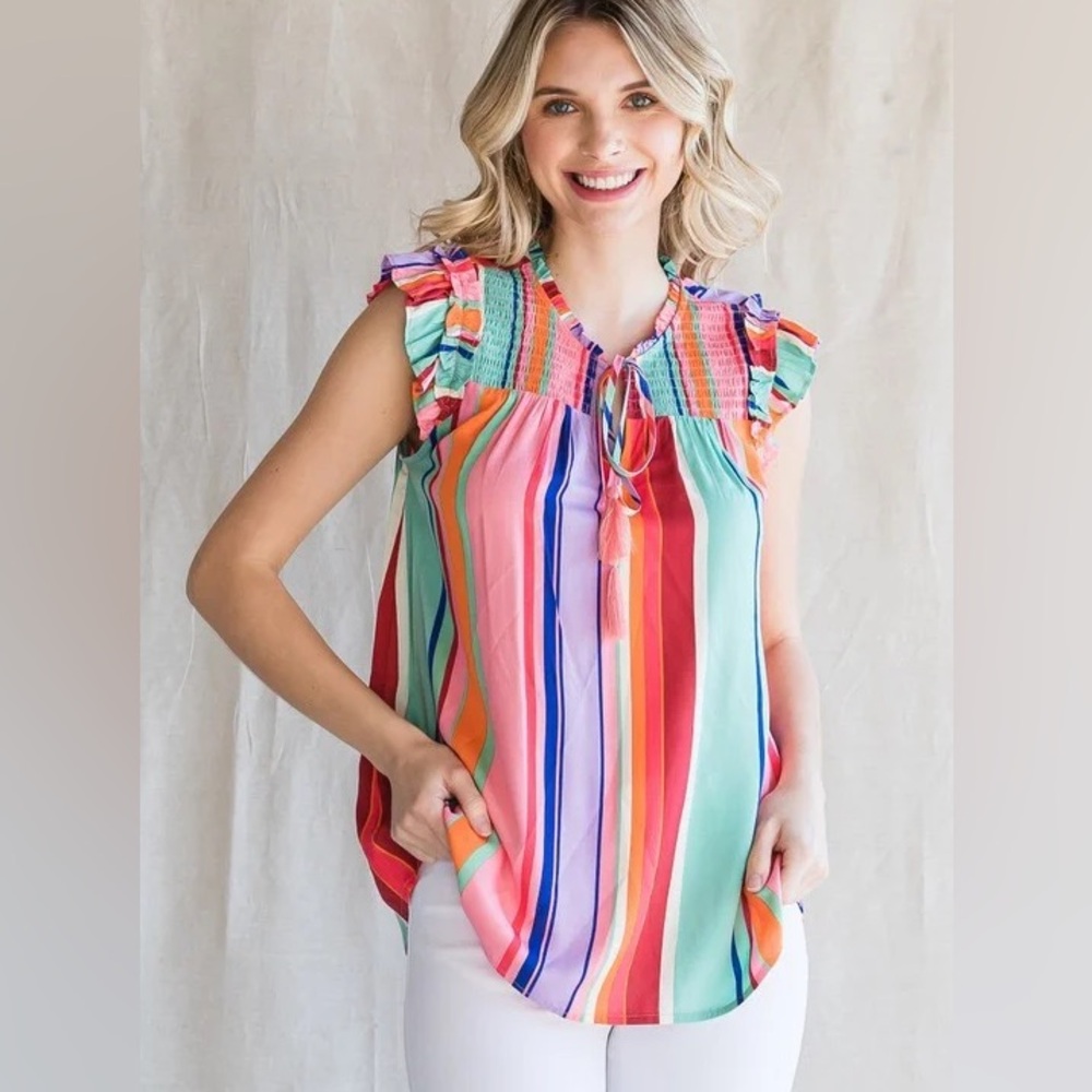Striped Sleeveless Blouse